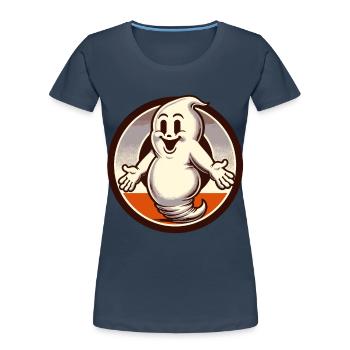 Funny Vintage Ghost Knows Nothing Halloween - Women's Premium Organic T-Shirt - navy - Front - Mia (176cm)