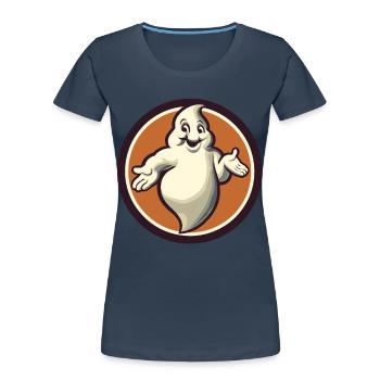 Funny Vintage Ghost Knows Nothing Halloween - Women's Premium Organic T-Shirt - navy - Front - Mia (176cm)