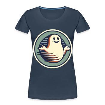 Funny Vintage Ghost Knows Nothing Halloween - Women's Premium Organic T-Shirt - navy - Front - Mia (176cm)