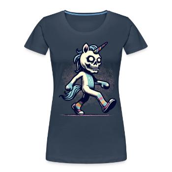 Zombie Licorne Mort-vivant Créature mystique - T-shirt bio Premium Femme - bleu marine - Devant - Mia (176cm)