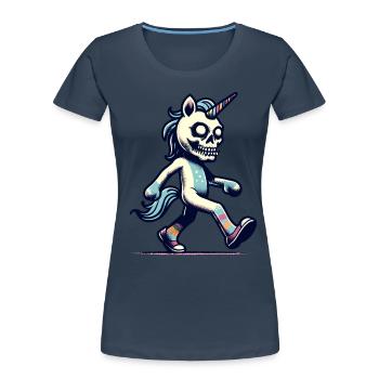 Zombie Licorne Mort-vivant Créature mystique - T-shirt bio Premium Femme - bleu marine - Devant - Mia (176cm)