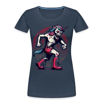 Zombie Einhorn Untotes Mystisches Wesen - Frauen Premium Bio T-Shirt - Navy - Vorne - Mia (176cm)