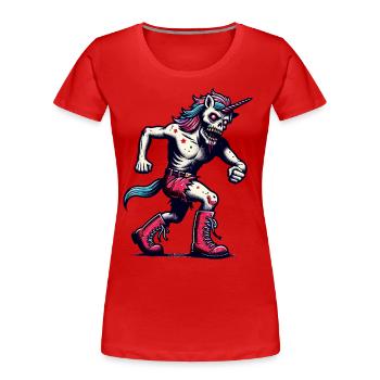 Zombie Licorne Mort-vivant Créature mystique - T-shirt bio Premium Femme - bleu marine - Devant - Mia (176cm)