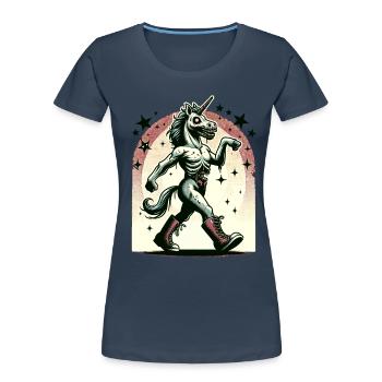 Zombie Unicorn Undead Mystical Creature - Women's Premium Organic T-Shirt - navy - Front - Mia (176cm)