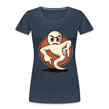 Cool Ghost Gives Thumbs Down Funny Halloween Party - Women's Premium Organic T-Shirt - navy - Front - Mia (176cm)