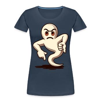 Cool Ghost Gives Thumbs Down Funny Halloween - Women's Premium Organic T-Shirt - navy - Front - Mia (176cm)