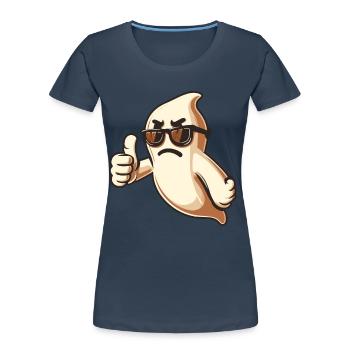 Cool Ghost Funny Halloween Party Fun - Women's Premium Organic T-Shirt - navy - Front - Mia (176cm)