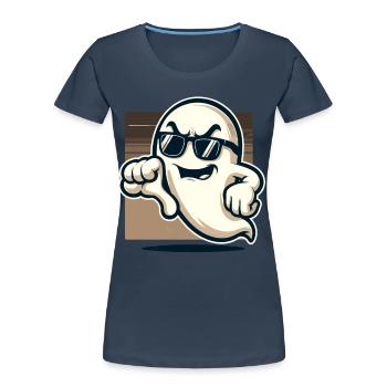 Cool Ghost Gives Thumbs Down Funny Halloween - Women's Premium Organic T-Shirt - navy - Front - Mia (176cm)