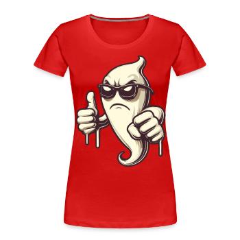 Cool Ghost Gives Proper Respect Halloween - Women's Premium Organic T-Shirt - navy - Front - Mia (176cm)