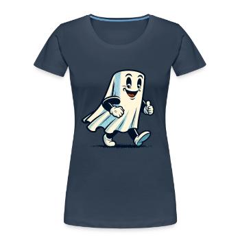 Funny Vintage Ghost Retro Art Style - Women's Premium Organic T-Shirt - navy - Front - Mia (176cm)