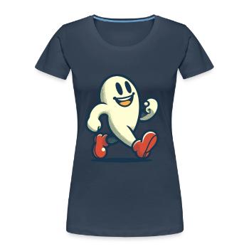 Funny Vintage Ghost Retro Art Style - Women's Premium Organic T-Shirt - navy - Front - Mia (176cm)