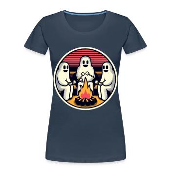 Ghosts at the campfire campsite Lustige - Women's Premium Organic T-Shirt - navy - Front - Mia (176cm)