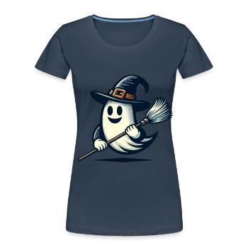 Funny Witch Spirit Witch Broom Halloween Fun - Women's Premium Organic T-Shirt - navy - Front - Mia (176cm)