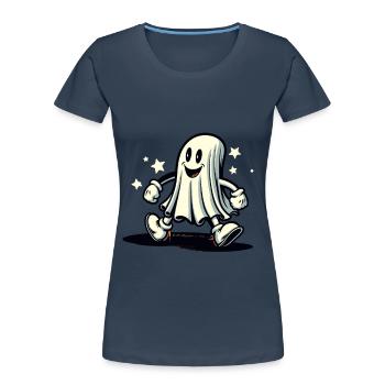 Funny Vintage Ghost Retro Art Style Halloween - Women's Premium Organic T-Shirt - navy - Front - Mia (176cm)