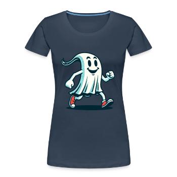 Lustiger Vintage Geist Retro Kunststil - Frauen Premium Bio T-Shirt - Navy - Vorne - Mia (176cm)