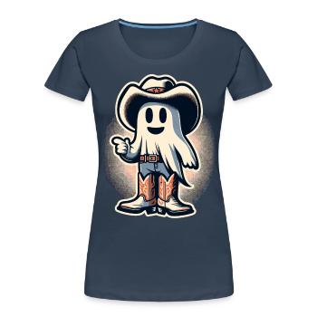 Drôle Cowboy Chasseur de fantômes Halloween Fantôme - T-shirt bio Premium Femme - bleu marine - Devant - Mia (176cm)