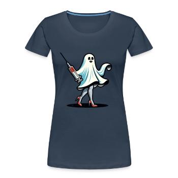 Lustige Krankenschwester Geisterjagd Spukhaus - Frauen Premium Bio T-Shirt - Navy - Vorne - Mia (176cm)