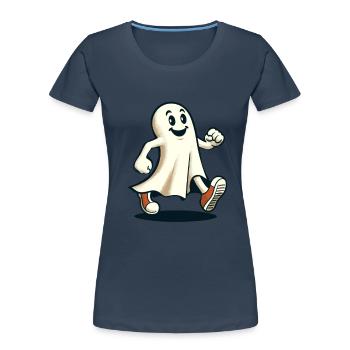 Funny Vintage Ghost Retro Art Style Halloween - Women's Premium Organic T-Shirt - navy - Front - Mia (176cm)