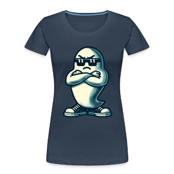 Cool Ghost Vintage Art Style Funny Halloween - Women's Premium Organic T-Shirt - navy - Front - Mia (176cm)