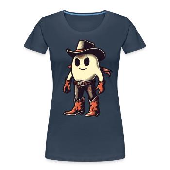 Funny Cowboy Ghost Halloween Costume - Women's Premium Organic T-Shirt - navy - Front - Mia (176cm)