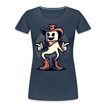 Drôle Cowboy Fantôme Halloween Costume Fun - T-shirt bio Premium Femme - bleu marine - Devant - Mia (176cm)