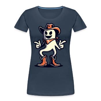 Funny Cowboy Ghost Halloween Costume - Women's Premium Organic T-Shirt - navy - Front - Mia (176cm)