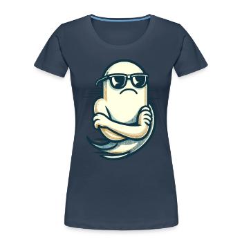 Cool Ghost Vintage Art Style Funny Halloween - Women's Premium Organic T-Shirt - navy - Front - Mia (176cm)