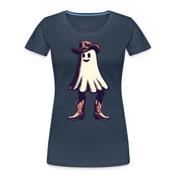 Drôle Cowboy fantôme Halloween Party - T-shirt bio Premium Femme - bleu marine - Devant - Mia (176cm)
