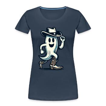 Drôle Cowboy fantôme Halloween Party - T-shirt bio Premium Femme - bleu marine - Devant - Mia (176cm)