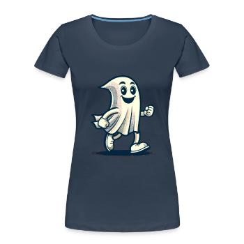 Funny Vintage Ghost Retro Art Style Halloween - Women's Premium Organic T-Shirt - navy - Front - Mia (176cm)