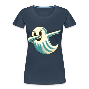 Drôle Halloween Fête Drôle Fantôme - T-shirt bio Premium Femme - bleu marine - Devant - Mia (176cm)