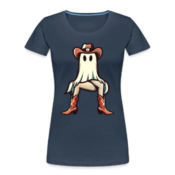 Funny Ghost Cowboy girl Boots Cowboy Hat - Frauen Premium Bio T-Shirt - Navy - Vorne - Mia (176cm)