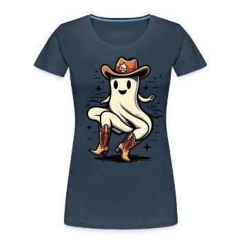 Funny Halloween Party Creepy Ghost Cowboy - Women's Premium Organic T-Shirt - navy - Front - Mia (176cm)