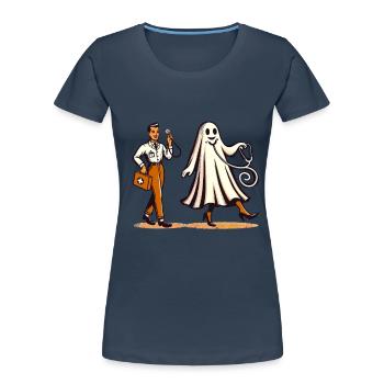 Drôle Docteur Infirmière Halloween Fantôme - T-shirt bio Premium Femme - bleu marine - Devant - Mia (176cm)
