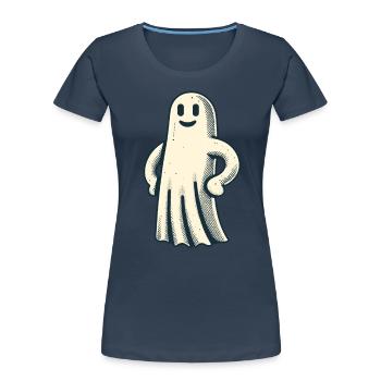 Lustiger Vintage Geist Retro Art Style Halloween - Frauen Premium Bio T-Shirt - Navy - Vorne - Mia (176cm)