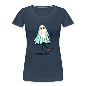 Funny Nurse Geriatric Nurse Ghost - Women's Premium Organic T-Shirt - navy - Front - Mia (176cm)