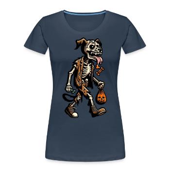 Untote Zombie Hund Süßes Oder Saures Gruselig - Frauen Premium Bio T-Shirt - Navy - Vorne - Mia (176cm)