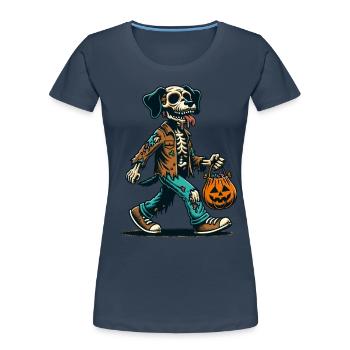 Undead Zombie Dog Trick or Treat Halloween - Women's Premium Organic T-Shirt - navy - Front - Mia (176cm)