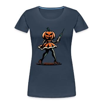 Funny pumpkin nurse geriatric nurse - Women's Premium Organic T-Shirt - navy - Front - Mia (176cm)