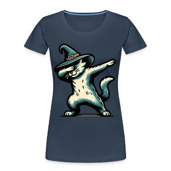 Dabbende Hexen Katze Dabbing Haustier Gruseliges - Frauen Premium Bio T-Shirt - Navy - Vorne - Mia (176cm)
