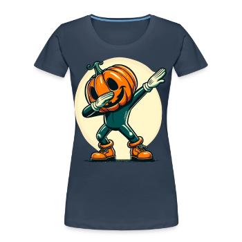 Dabbing Halloween Pumpkin Funny Dabbing Pumpkin - Women's Premium Organic T-Shirt - navy - Front - Mia (176cm)