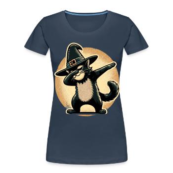 Dabbende Hexen Katze Dabbing Haustier Halloween - Frauen Premium Bio T-Shirt - Navy - Vorne - Mia (176cm)