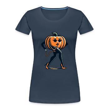 Funny pumpkin nurse geriatric nurse - Women's Premium Organic T-Shirt - navy - Front - Mia (176cm)
