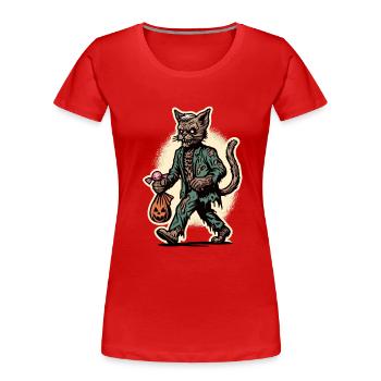 Mort-vivant Zombie Chat Mignon Halloween - T-shirt bio Premium Femme - bleu marine - Devant - Mia (176cm)