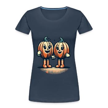 Cute Pumpkin Twins Halloween Costume Decoration - Women's Premium Organic T-Shirt - navy - Front - Mia (176cm)