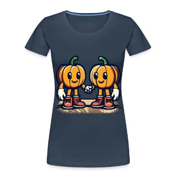Cute Pumpkin Twins Halloween Costume - Women's Premium Organic T-Shirt - navy - Front - Mia (176cm)