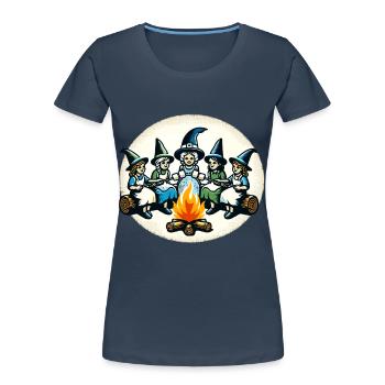 Camping Campfire Vintage Witches Design - Women's Premium Organic T-Shirt - navy - Front - Mia (176cm)