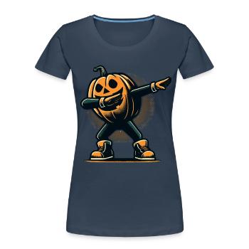 Dabbing Halloween Pumpkin Funny Dabbing Pumpkin - Women's Premium Organic T-Shirt - navy - Front - Mia (176cm)