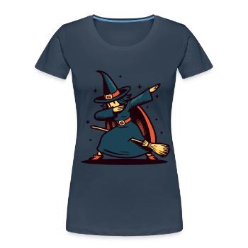 Dabbende Hexe Lustige Halloween Hexe - Frauen Premium Bio T-Shirt - Navy - Vorne - Mia (176cm)