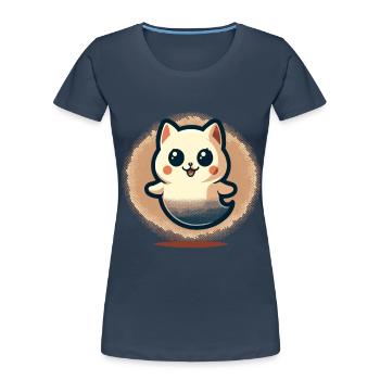 Niedliche Geister Katze Kawaii Geist Haustier - Frauen Premium Bio T-Shirt - Navy - Vorne - Mia (176cm)